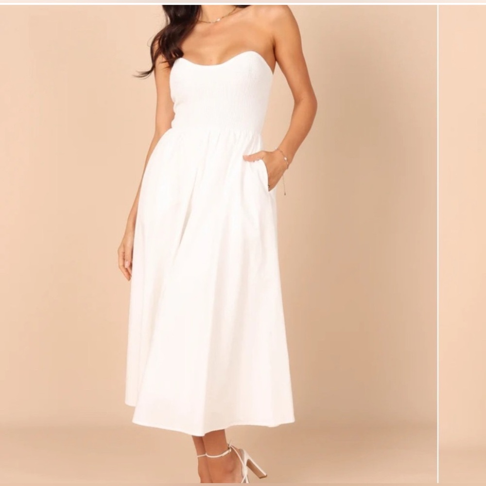 Petal and Pup Molly Strapless Dress in white. Size Large